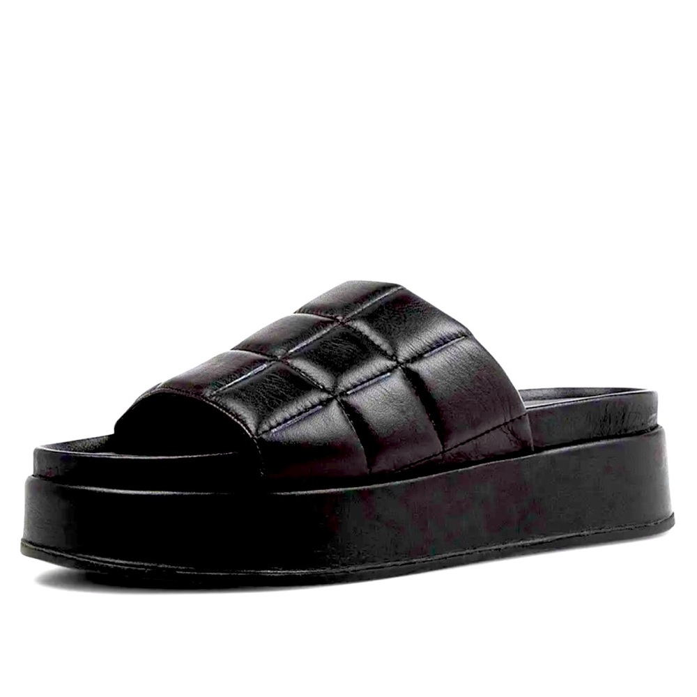 SILENT D Black Quilted Puffy Slide - Picture 2 of 16